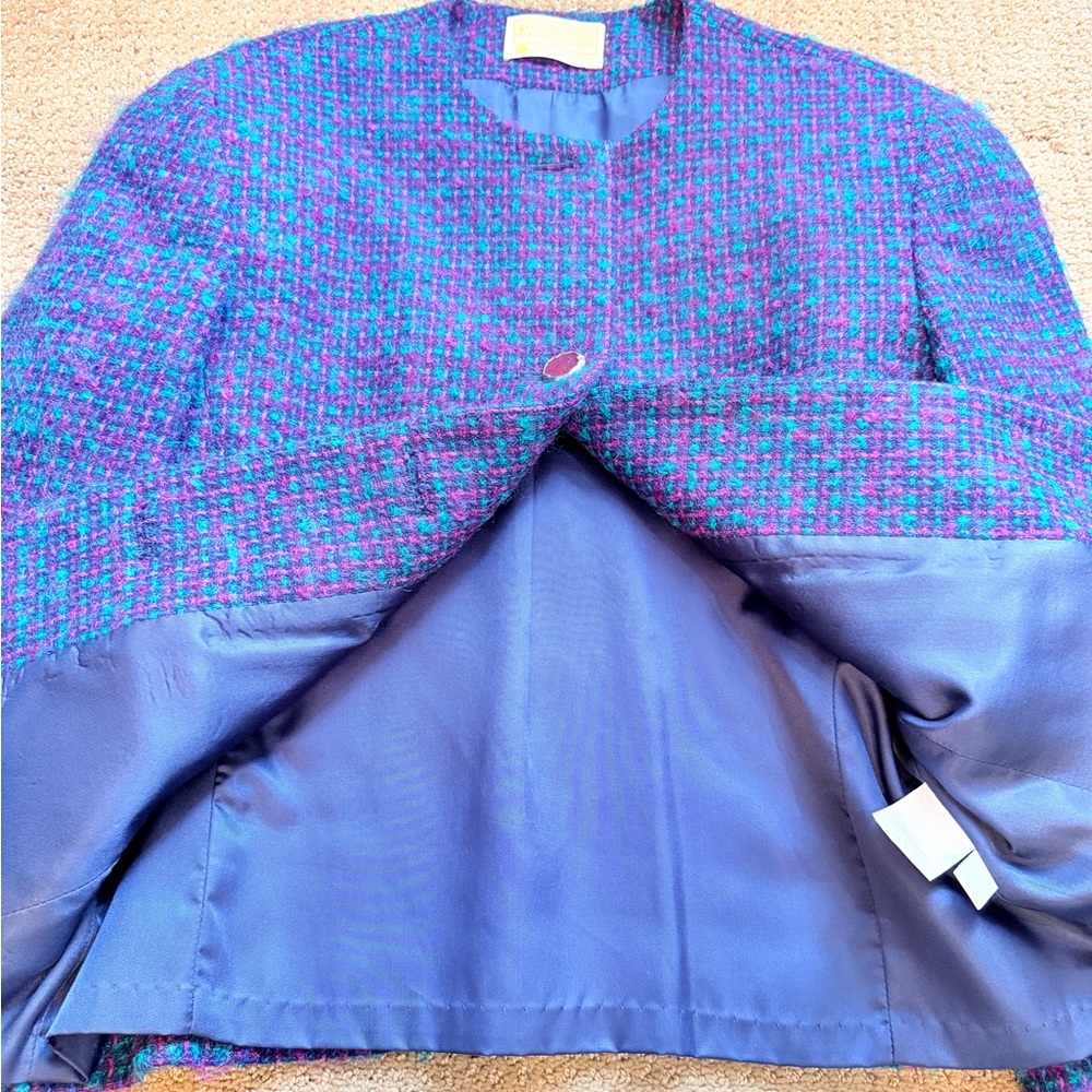 Vintage 70’s Pendleton Blue-Purple Tweed Suit Set sz 6 - Picture 6 of 10